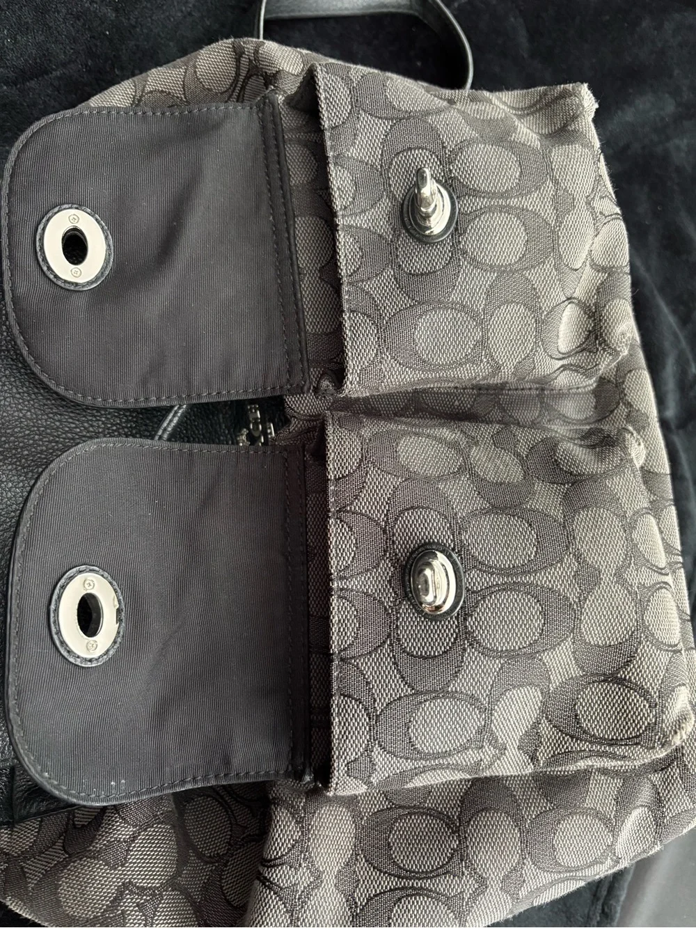 Coach Billie Backpack F54795 Signature Jacquard Canvas & Black